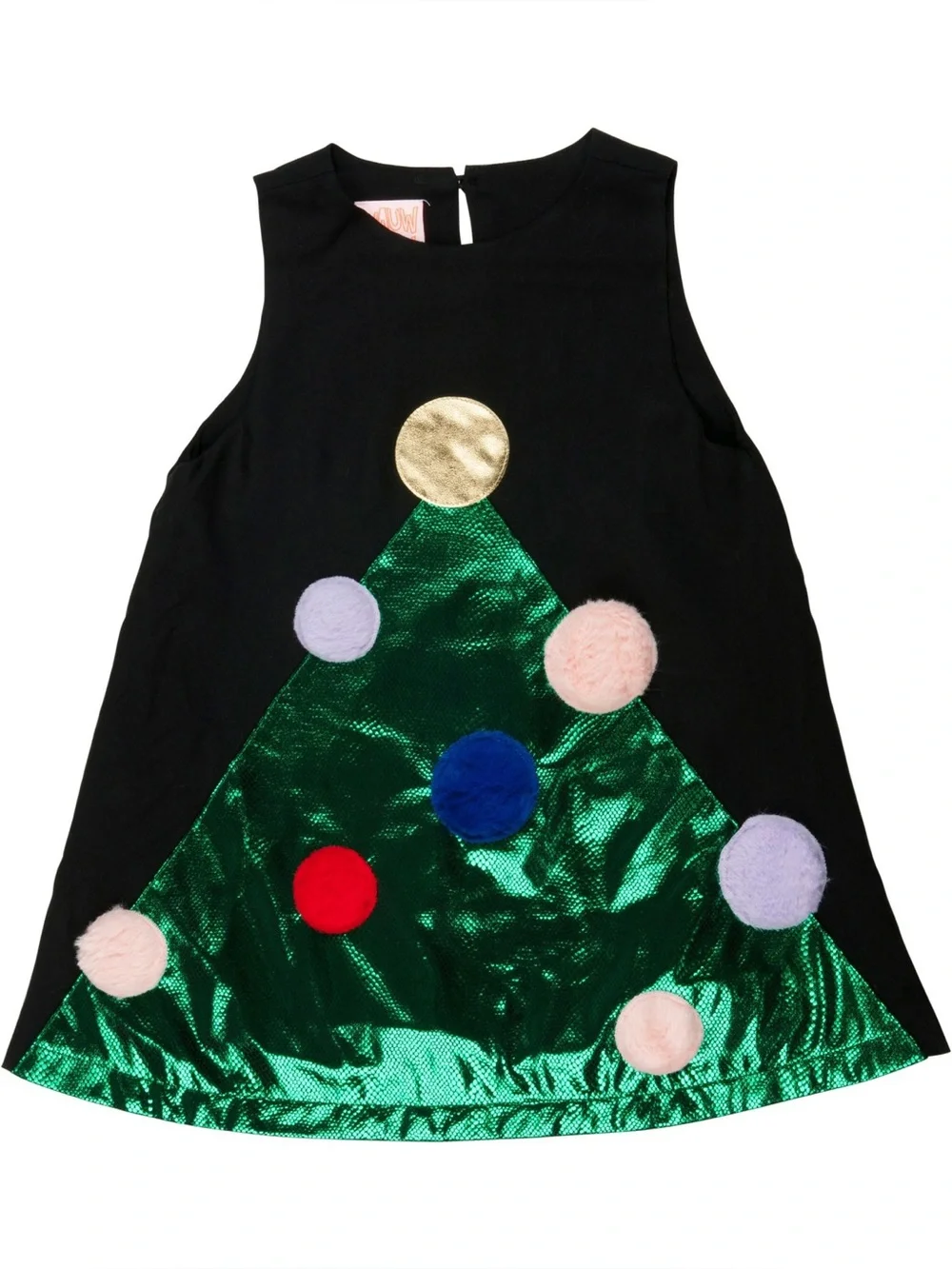 Wauw Capow Copenhagen - Girls Black Dress with Green Sequin Christmas tree dress